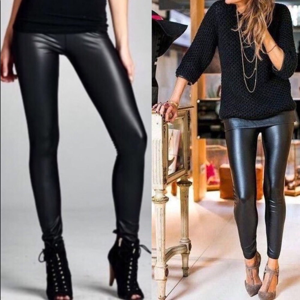 EMMA-Faux Leather Leggings - Picture 2 of 3